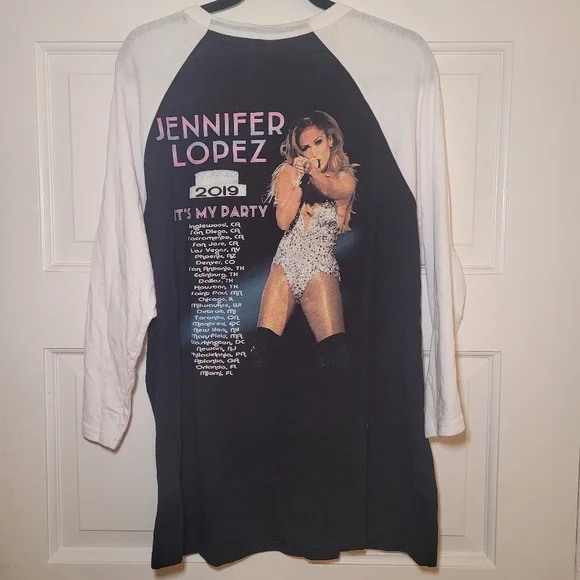 VTG Jennifer Lopez Shirt Womens XLarge Baseball Sleeve It's My Party Tour 2019 - Picture 2 of 4